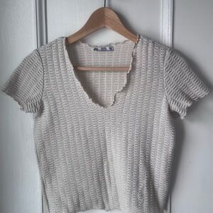 Zara Gold Glitter Short Sleeve Top